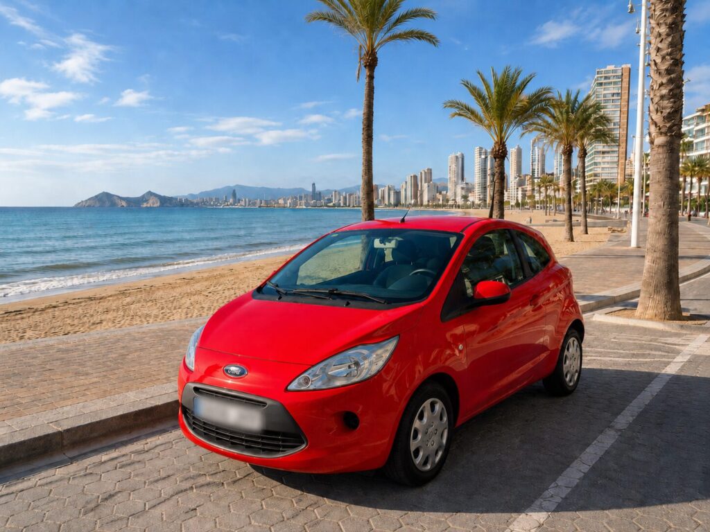 Ford Ka rojo en Benidorm disponible para alquilar por días, semanas o meses